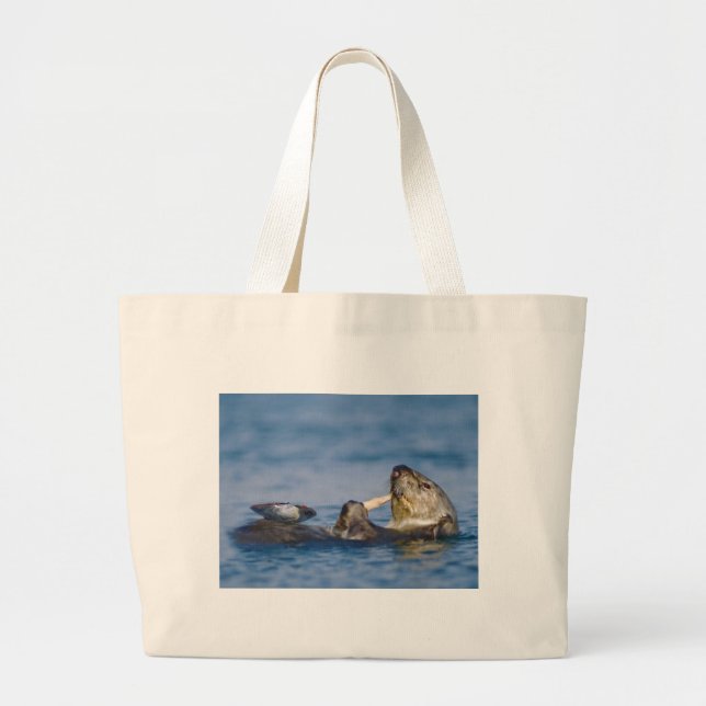 Grand Tote Bag Loutre de mer de la Californie Snacking sur la (Devant)