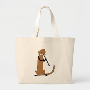 Grand Tote Bag Loutre jouant la clarinette