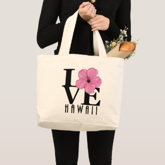 Grand Tote Bag LOVE Hawaii - Pink Hibiscus