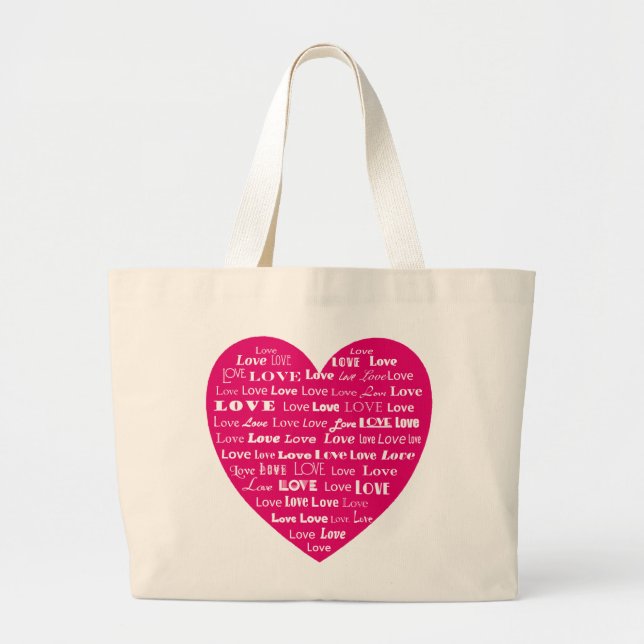 Grand Tote Bag Love Heart Word (Devant)