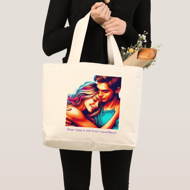 Grand Tote Bag Love Heartbeat (Devant (produit))