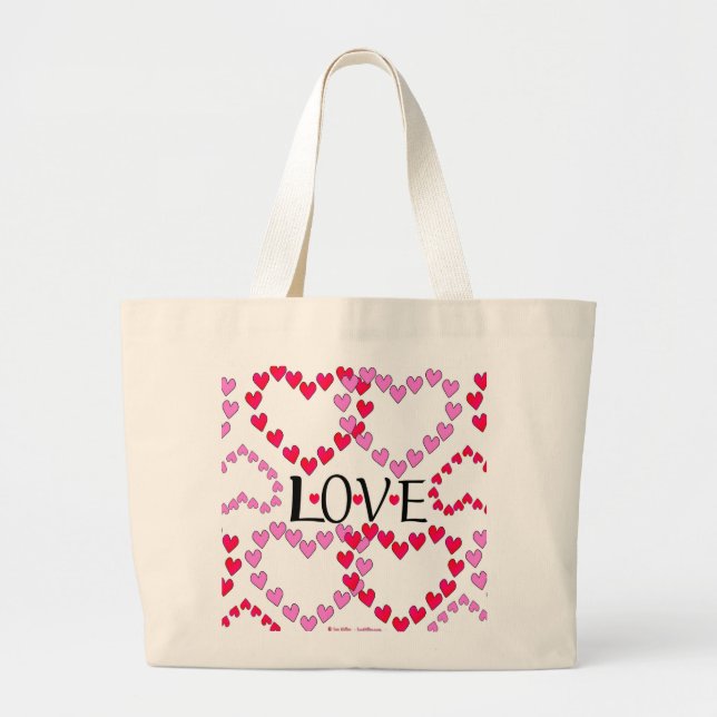 Grand Tote Bag LOVE ROUGE ROSE DE Tiny Hearts (Devant)