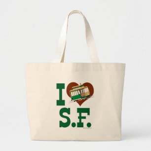 Grand Tote Bag Love San Francisco Cable Cars Illustrated Art