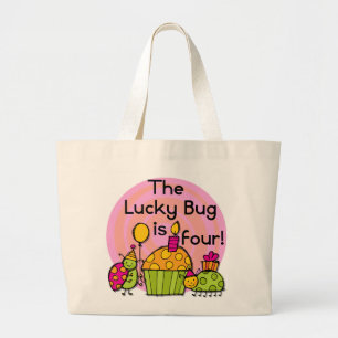 Grand Tote Bag Lucky Bug Cupcake 4th Birthday T-shirts et cadeaux