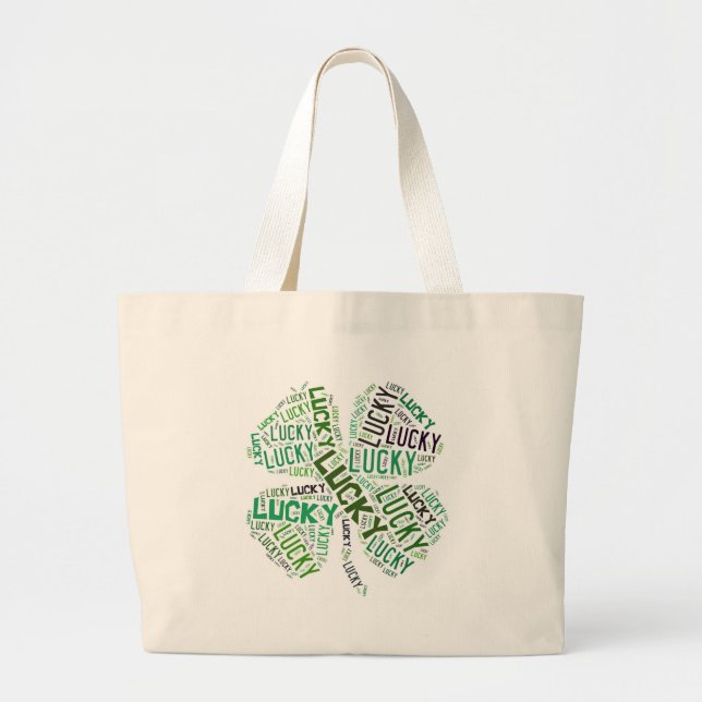 Grand Tote Bag Lucky Clover Word Art (Devant)