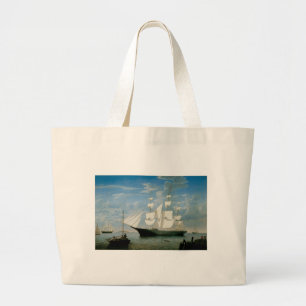 Grand Tote Bag Lumière étoile dans le port de Boston