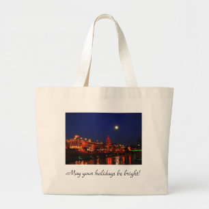 Grand Tote Bag Lumières de plaza de Kansas City sous une Pleine