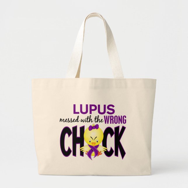 Grand Tote Bag Lupus sali avec le poussin faux (Devant)