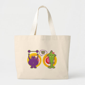 Grand Tote Bag M. Purple & Miss Green Cute Caractère de dessin an