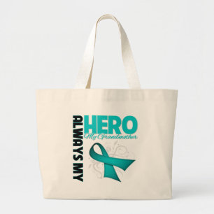 Grand Tote Bag Ma grand-mère toujours mon héros - Cancer ovarie