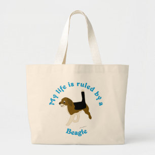 Grand Tote Bag Ma vie est ordonnée par un beagle