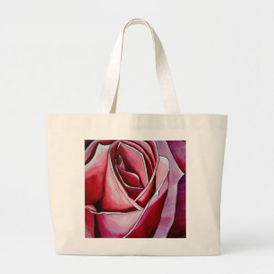 Grand Tote Bag Macro rose abstrait art rose original