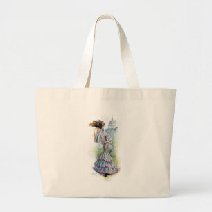 Grand Tote Bag Madame victorienne dans la robe de lavande