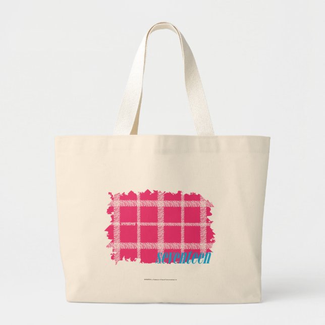 Grand Tote Bag Magenta 4 de plaid (Devant)
