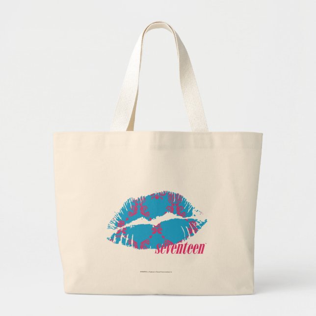 Grand Tote Bag Magenta-Aqua de damassé (Devant)