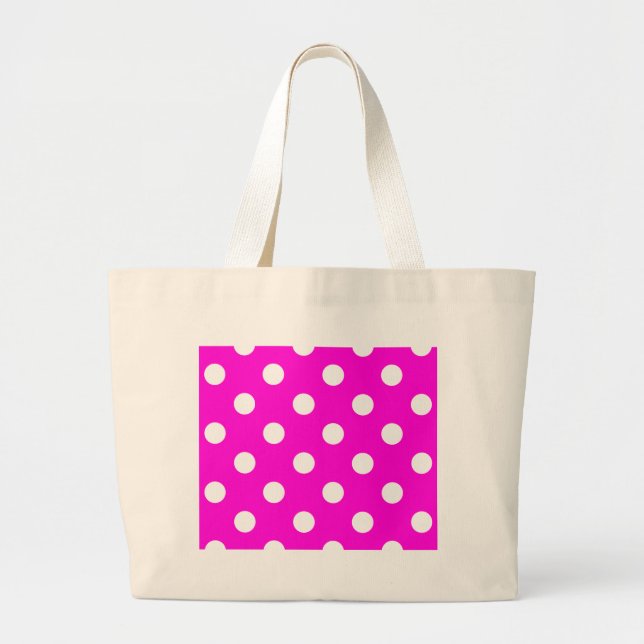 Grand Tote Bag Magenta pois #FF00DC (Devant)