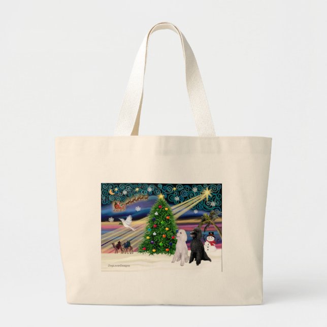Grand Tote Bag MAGIE DE NOËL-Poodle ST-Pair2 (Devant)