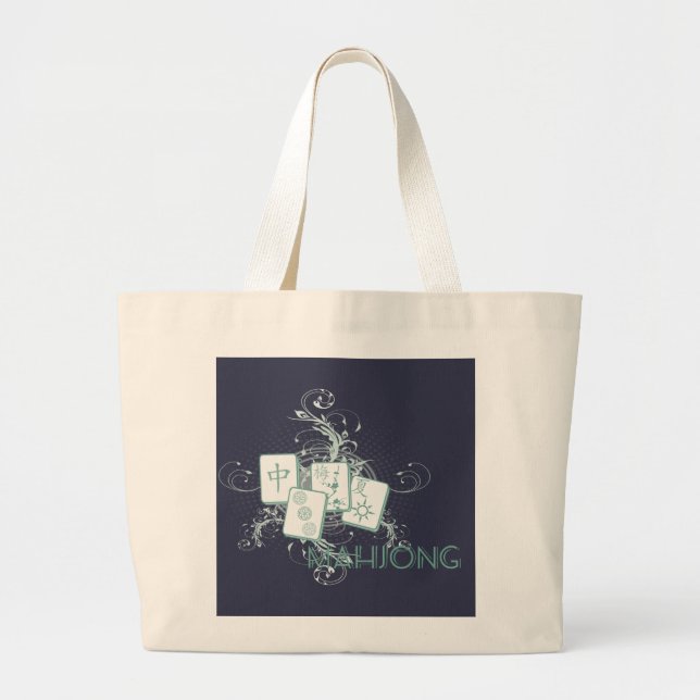 Grand Tote Bag mahjong bleu (Devant)