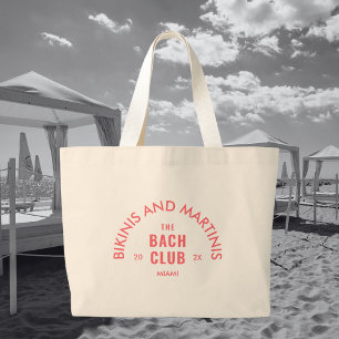 Grand Tote Bag Maillots de bain et martinis Le club Bach sur mesu
