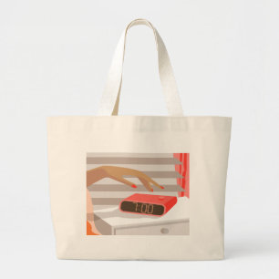Grand Tote Bag Main des femmes poussant le bouton snooze du révei