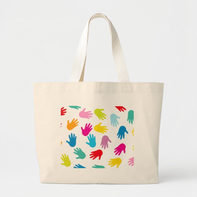 Grand Tote Bag Mains multicolores (Devant)