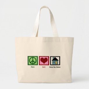 Grand Tote Bag Maisons de boîte de vert d'amour de paix