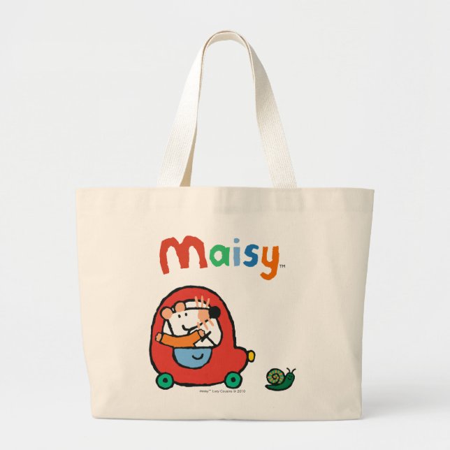 Grand Tote Bag Maisy conduit une voiture rouge mignonne (Devant)