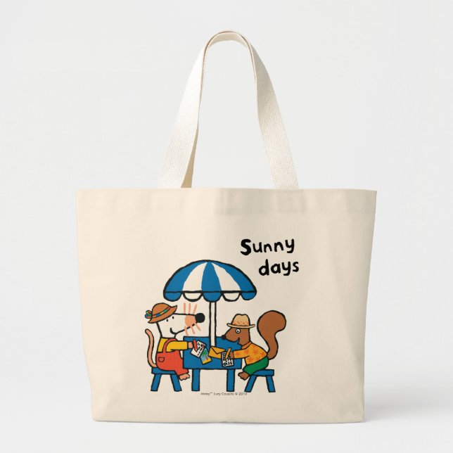 Grand Tote Bag Maisy écrit des cartes postales sous le parapluie (Devant)