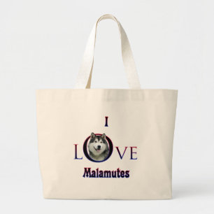 Grand Tote Bag Malamute d'Alaska I Love
