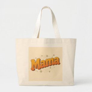 Grand Tote Bag Mama Rétro Lettres Bulles Groovy 70s