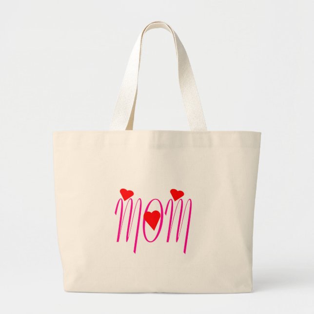 Grand Tote Bag Maman aux Coeurs rouges (Devant)
