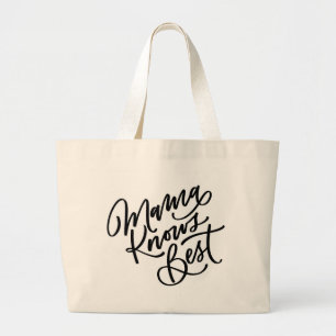 Grand Tote Bag Maman connaît la meilleure main Lettered