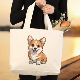 Grand Tote Bag Maman Corgi Mignonne Cadeau pour Amoureux de Chien
