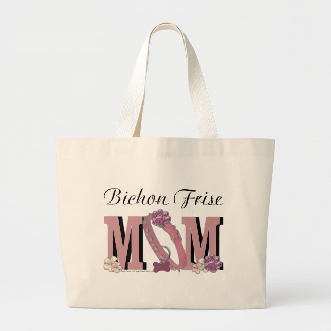 Grand Tote Bag MAMAN de Bichon Frise (Devant)