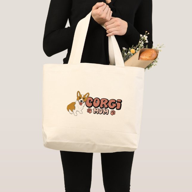 Grand Tote Bag Maman de corgi (Devant (produit))