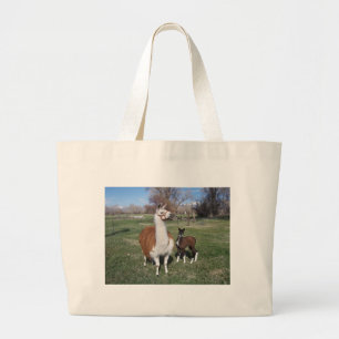 Grand Tote Bag Maman de lama et bébé de lama