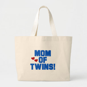 Grand Tote Bag Maman de maillots et cadeaux Twins-Blue Text