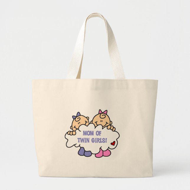 Grand Tote Bag Maman de Twin Girls Tshirts et cadeaux (Devant)