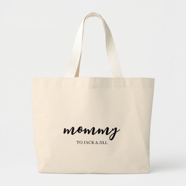 Grand Tote Bag Maman maman moderne maman maman enfants Noms la fê (Devant)