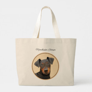 Grand Tote Bag Manchester Terrier Peinture Art animal original