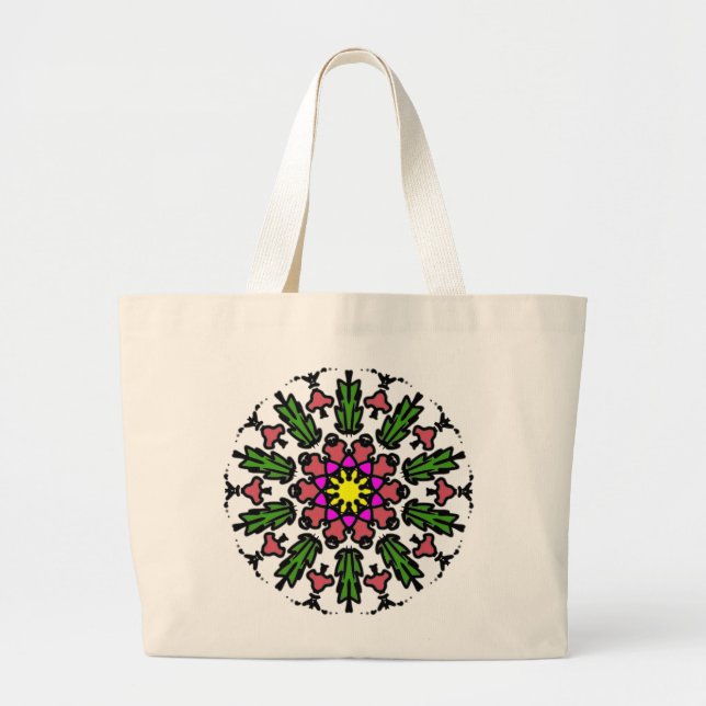 Grand Tote Bag Mandala Floral Vibrant (Devant)