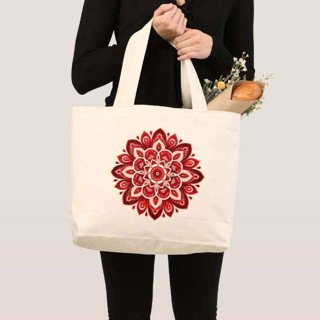 Grand Tote Bag Mandala / Flower Design (Devant (produit))