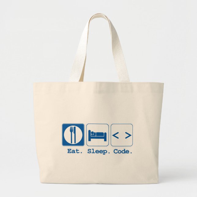 Grand Tote Bag manger dormir coder (html) (Devant)