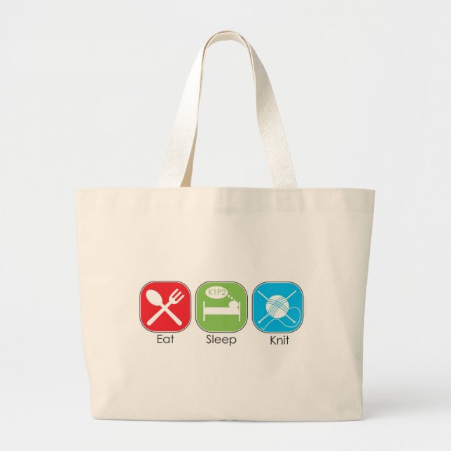 Grand Tote Bag Mangez le Knit de sommeil (Devant)