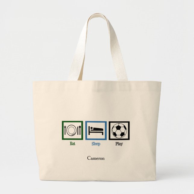 Grand Tote Bag Mangez Sleep Jouer Soccer (Devant)