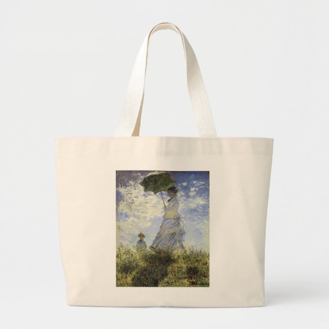 Grand Tote Bag Marche, dame avec un Parasol (Devant)