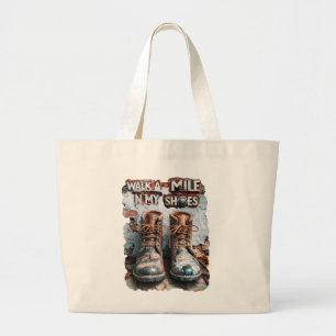Grand Tote Bag Marcher à un kilomètre dans mes chaussures - Inspi