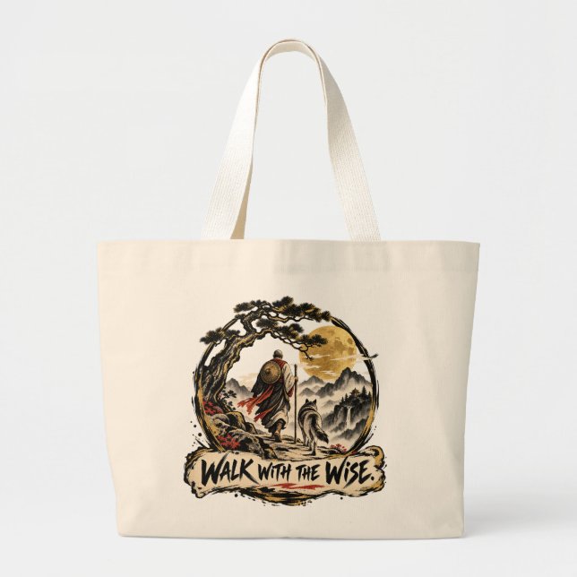 Grand Tote Bag Marchez avec les sages Dhammapada (Devant)