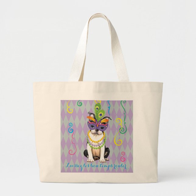 Grand Tote Bag Mardi Gras Boston Terrier (Devant)