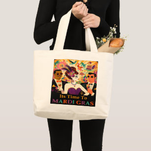 Grand Tote Bag Mardi Gras Cocktail Party du milieu du siècle